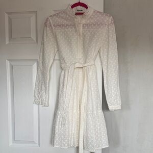 Elegant Cream Long Sleeve Dress